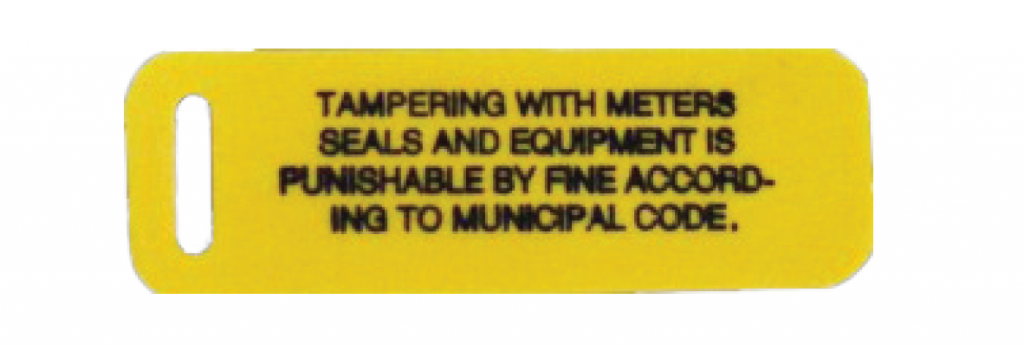 MARS water meter tamper seal warning tag